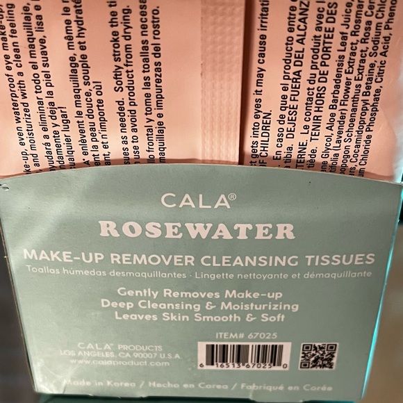 CALA Rosewater MAKE-UP REMOVER
CLEANSING TISSUES 60 sheets with Vitamin E. NEW - Picture 5 of 7